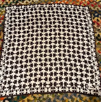 Vintage Vera Neumann Acetate Brown White Geometric Print Scarf 22” Square 60s • $19.99