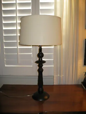 Restoration Hardware Mid-century Modern Mahogany And Metal Table Lamp • $135