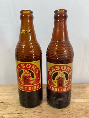 Vtg 1948 & 1953 Mason’s Old Fashioned Root Beer Soda Pop Bottle 10 Oz Lot Of 2 • $12.71