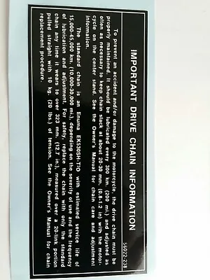 Kawasaki Z650  Kz650 Important Drive Chain Information Decal Label . • £7.80