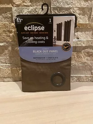 Eclipse Blackout Curtain Panel Grommet Nottingham Chocolate 63” ￼Brand New • $10.99