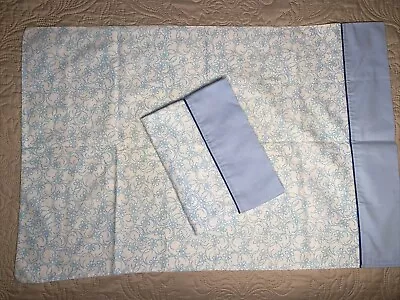 2  Vintage White Blue Floral Flowers Standard Pillow Cases -DE7 • $10.99