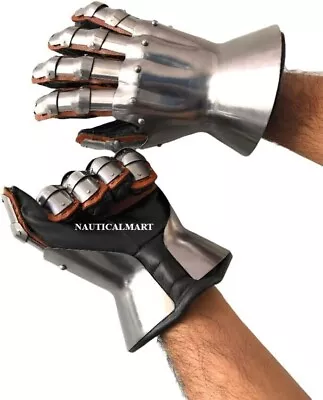 Medieval Functional Metal Hourglass Gauntlets 18G Large Size LARP Medieval Knig • $85.11