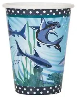 $8.18 • Buy Sharks Luau Beach Ocean Sea Animals Theme Kids Birthday Party 9 Oz. Paper Cups