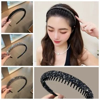 With Toothed Hairband Plastic Diamond Hair Hoop Rhinestone Headband  Female • £2.89