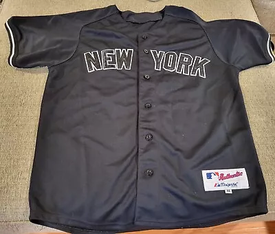 NEW YORK YANKEES  Black Majestic Jersey #15 MLB Authentic Size 48 Inaugural 2009 • $49.99