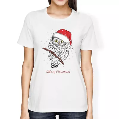 1Tee Womens Loose Fit Owl Merry Christmas Animal T-Shirt • £7.99