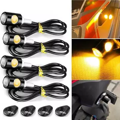 4X LED Motorcycle Turn Signals Indicator Amber Light Universal Mini Blinker Lamp • $17.95