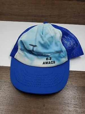 VINTAGE Idea Inc E-3 AWACS US Air Force Trucker Hat Cap Snap Back 1 Made In USA • $21.68