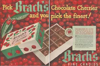 1948 Brach's Chocolate Cherries Fine Candies You Pick Fines Vtg Print Ad 2 Page • $9.99
