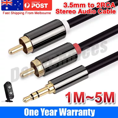 2 RCA Male Plug To Male 3.5mm Aux Audio Headphone Jack Converter Adapter Cable • $5.79