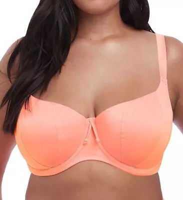 Elomi Amazonia Bikini Top Mango Orange Size 40FF Sweetheart Balcony Swim 7163 • $34.71