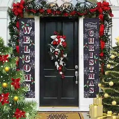 72  Merry Christmas Door Banner Flag Hanging Porch Sign Party Decor 2022 Xmas US • $7.99