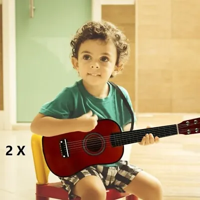 2X 23” Mini Acoustic Guitar Wood Beginner Pink Toy Guitarra Kids Gift Instrument • $41.99