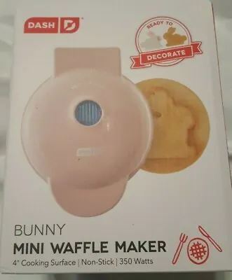 Dash Electric 350W Bunny 4  Mini Waffle Maker Non Stick Pink - Gift EASTER • $23.99