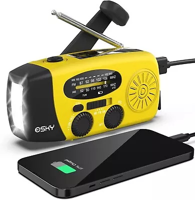 Emergency Hand Crank Radio With 2000mAh Power Bank Phone Charger Esky AM/FM/NOA • $39.99