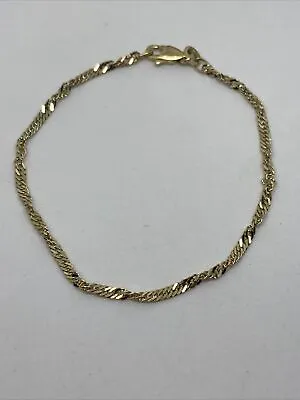 Singapore Chain Bracelet 7” Yellow Gold Plated Sterling Silver 925 • £23.99