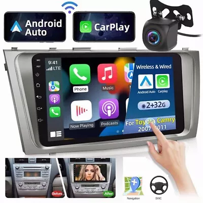 Android 12 Carplay 9  2DIN GPS Car Stereo Radio Android Auto FOR Camry 2006-2011 • $113.98