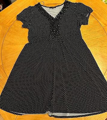 Chris McLaughlin Dress Plus Size 18 Fit And Flare Black Polka Dot V-neck Ruffle • $24