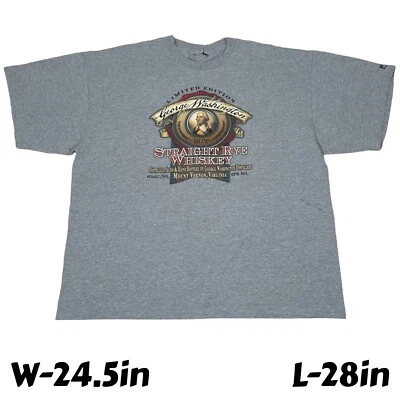 $19.95 • Buy VTG Y2K George Washington Straight Rye Whiskey Mount Vernon VA Tee Grey Size 2XL