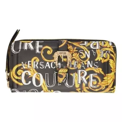 VERSACE JEANS COUTURE Womens Black & Gold Baroque Wallet - NIB • $120