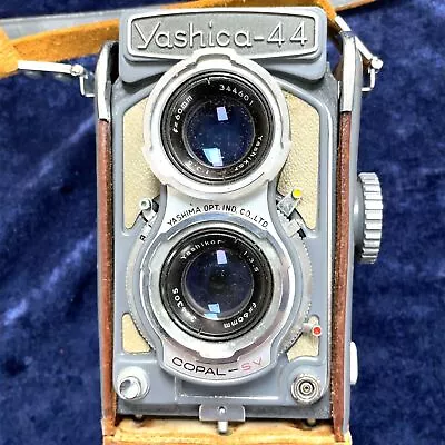 Vintage Yashica 44 Film Camera With Grey Leather Case • $135