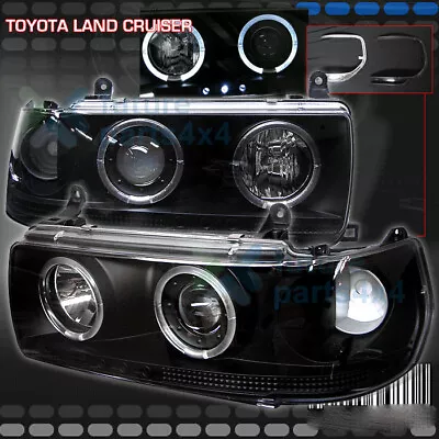 For Toyota Landcruiser 80 Series Pair LED Head Lights Angel Eye Black Projector • $340