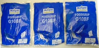 Marigold Industrial Food Grip Rubber Gloves Blue Size 6½S 7½M 8½L Pack Of 3Pair • £4.99