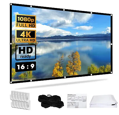 100  120  Projector Screen  HD Foldable Projection Curtain Outdoor Home Theater • £9.99