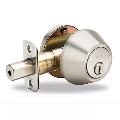 Yale Single Cylinder Deadbolt Key Entry Lock Satin Nickel YR82E Edge EDSC156 • $13.95