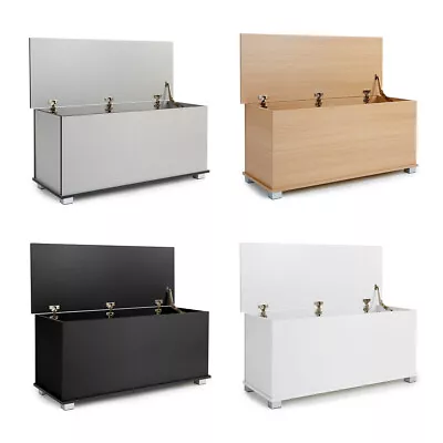 Ottoman Storage Trunk Toy Chest Bedding Or Blanket Box Large Wooden Malmo • £44.99