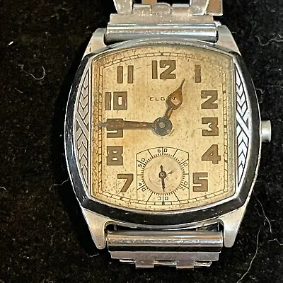 Elgin Watch Mens Art Deco For Restoration Or Parts Missing Crown And Stem Only • $225