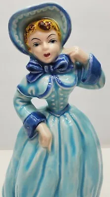 Glazed Ceramic Lady In Blue ARNART Figurine Vintage All Dressed Up Japan • $14.95