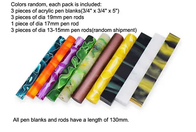 Acrylic Pen Blanks Rods For Pen Making Colors Random((10 Pcs Mix) Free Shipping • $34