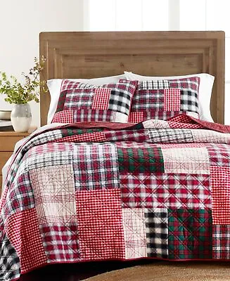 Martha Stewart Collection Holiday Patchwork Full/Queen Quilt Red • $149.90