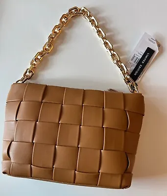 Mango MNG Shoulder Crossbody Woven Bag Handbag Vegan Leather Brown/Cognac • $15.73