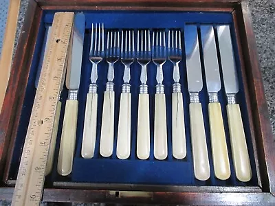 Vintage Silverplate/celluloid Lunch Flatware Set In Box • $125