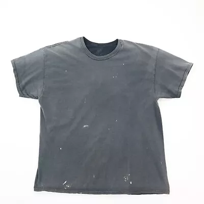 Sun Faded Black Fruit Of The Loom Plain T-Shirt Grunge Paint Goth Skate XL • $31.49