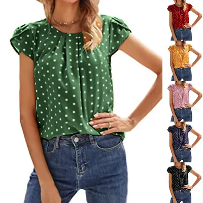 £11.49 • Buy Women Polka Dot Short Sleeve Tops Ladies Summer Casual Loose T-Shirt Blouse Tee