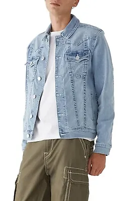 True Religion Men's Jimmy Snap Denim Trucker Jacket In Light Wash Size M • $59.99