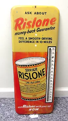 Vintage Advertising  Rislone Oil  Tin Thermometer Wall   Store   D-240 • $375