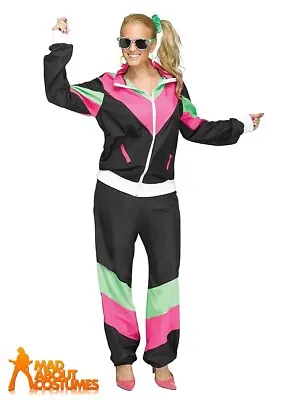 £22.99 • Buy Ladies 1980s Shell Suit Costume Scouser Track Suit Womens Fancy Dress Outfit 