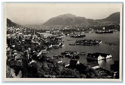 1938 Seen From Sandviken Bergen Norway Steamboats RPPC Photo Vintage Postcard • $14.98