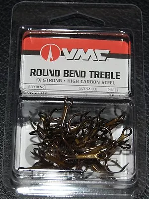 VMC 9650 Round Bend Treble Hooks Size 2 Pack Of 25 9650BZ-02 Bronze 1X Strong • $5.89