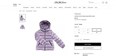 $1100 MONCLER Girls' Bady Puffer Jacket Size 8  Excellent Condition!!  FW23 • $500