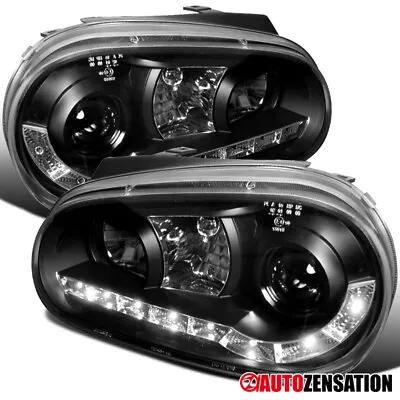 Black Fits 1999-2002 VW Cabrio 99-06 Golf MK4 Projector Headlights LED Signal • $166.24