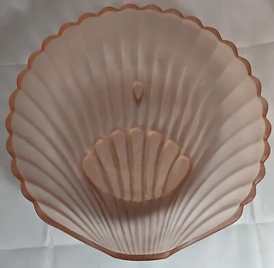 Rare Walther And Sohne Art Deco Muschel Mermaid Pink Frosted Glass Shell Bowl • £179.99