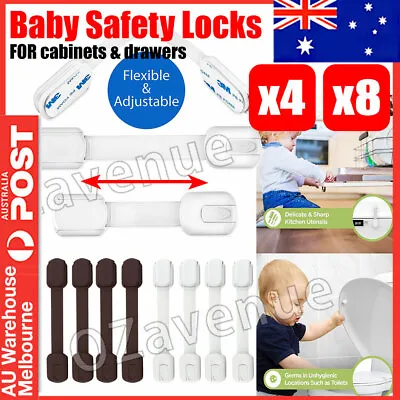 $6.95 • Buy Child Toddler Baby Cupboard Cabinet Safety Locks Proof Door Drawer Fridge Kids