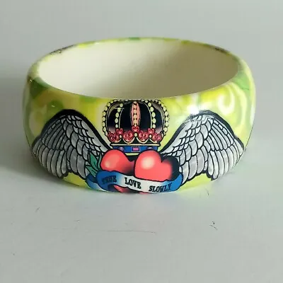 Ed Hardy Wide True Love Slowly Tattoo Bangle Bracelet • $18.25