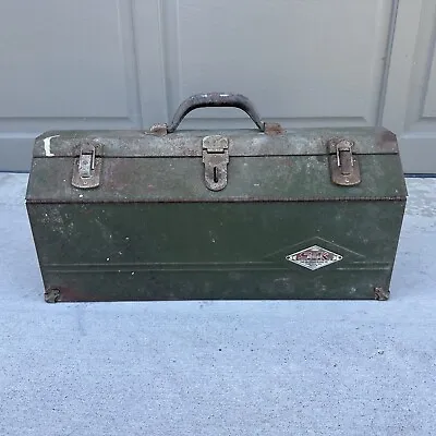 S-K Sherman Klove Plumbers Tool Box W/ Tray Vintage SK Tools Metal Tombstone 19” • $59.95